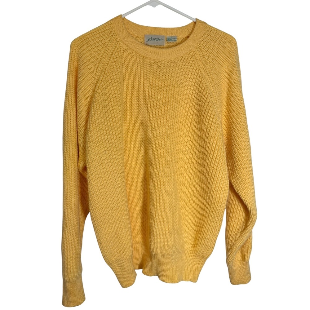 St. John's Bay L Yellow Sweater Shaker Knit Raglan Sleeve Grandmacore Preppy